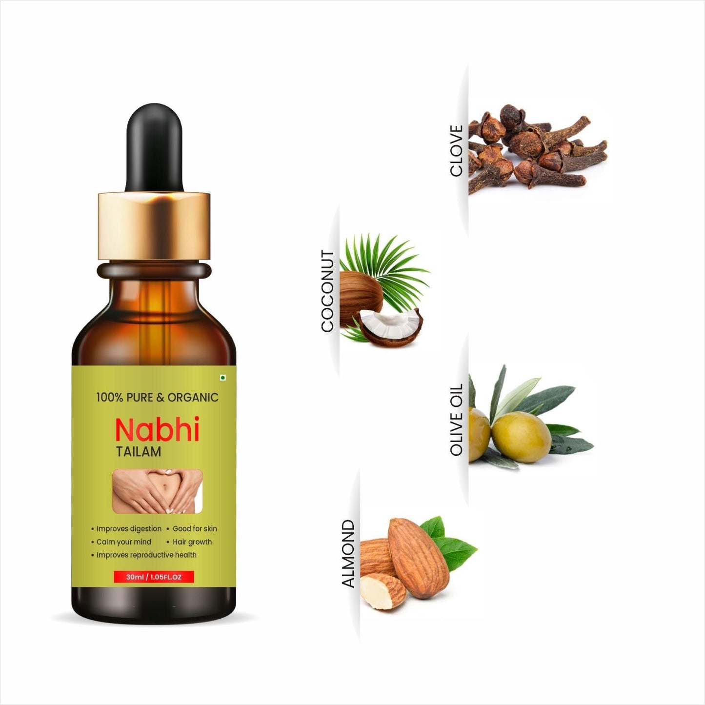 Nabhi Touch Ayurvedic Relief Oil For Belly (Buy 1 Get 1 Free)