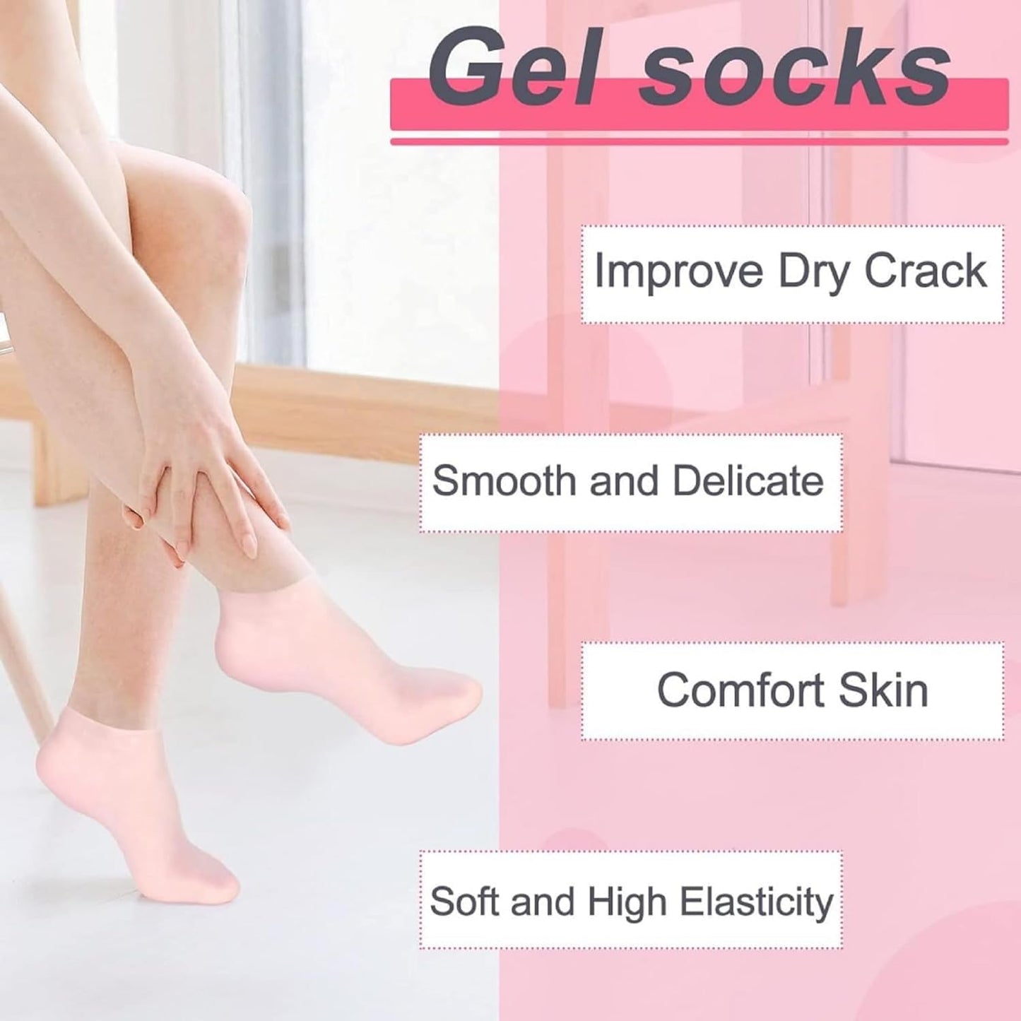 Silicone Moisturizing Socks (2 PAIR OF SOCKS)