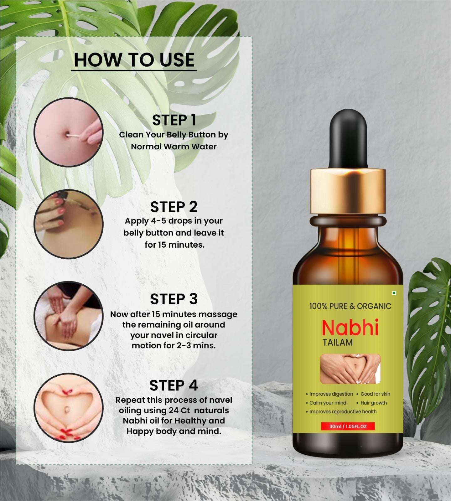 Nabhi Touch Ayurvedic Relief Oil For Belly (Buy 1 Get 1 Free)