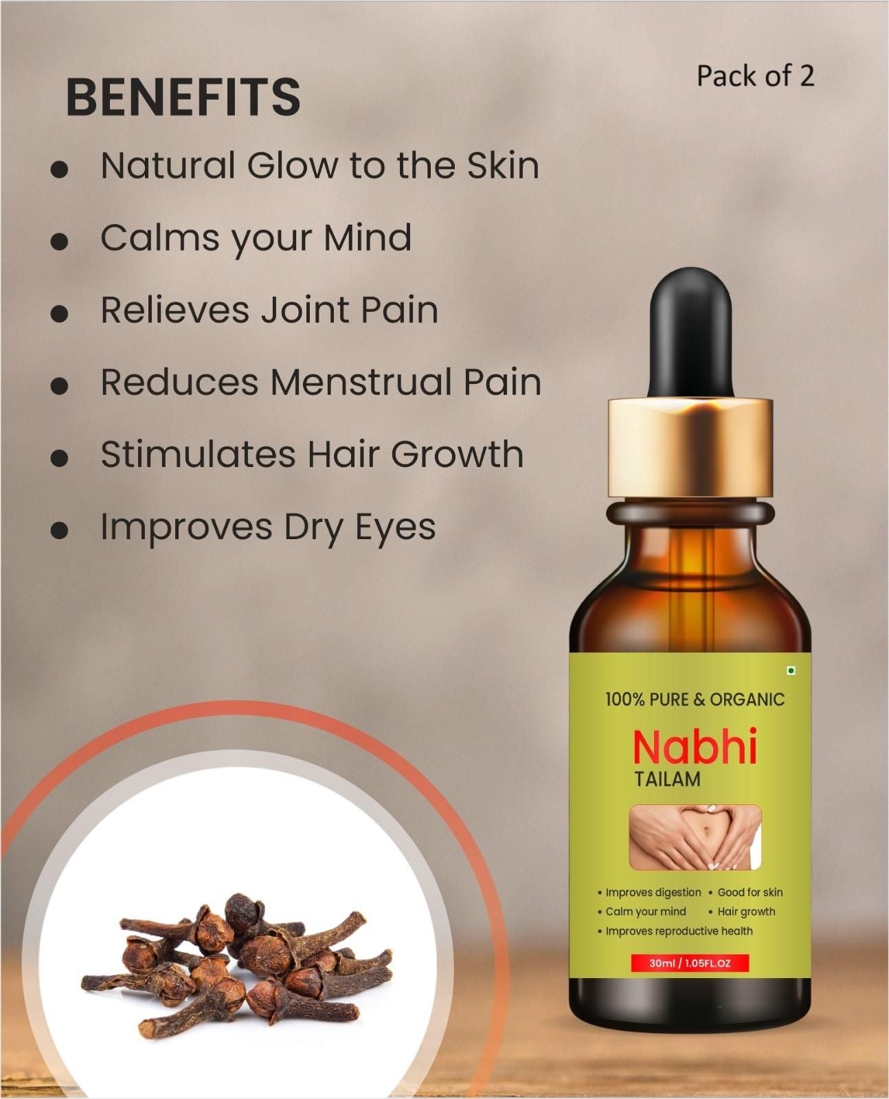 Nabhi Touch Ayurvedic Relief Oil For Belly (Buy 1 Get 1 Free)